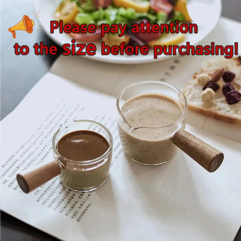 Glass Espresso Shot Glass Wood Handle