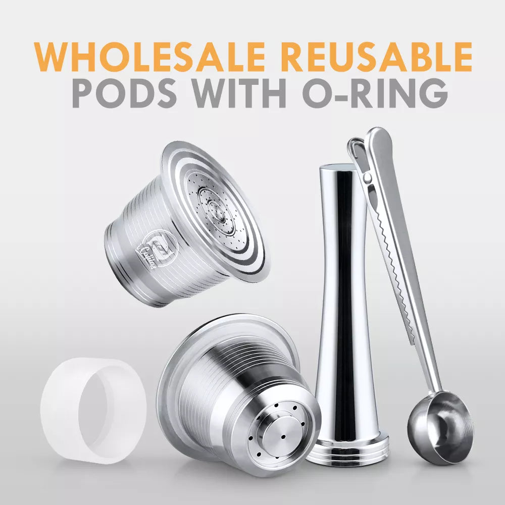 Refillable Reusable Capsule Coffee Filter Pod With Dosing Ring for Nespresso