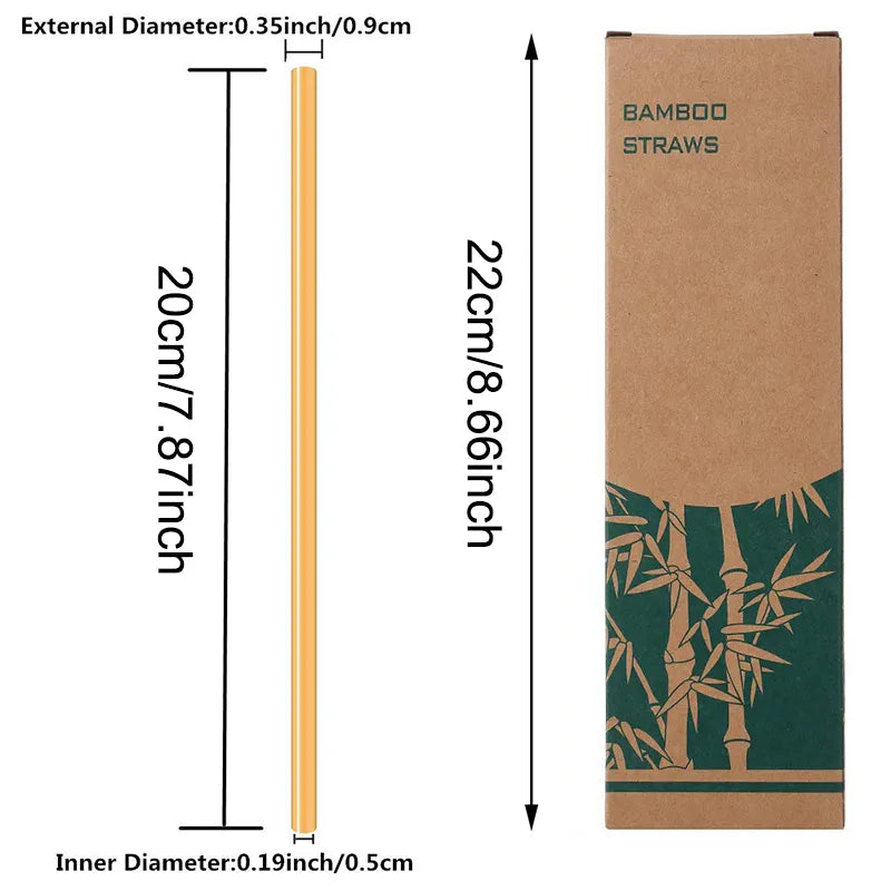 Natural Organic Reusable Bamboo Straw Set