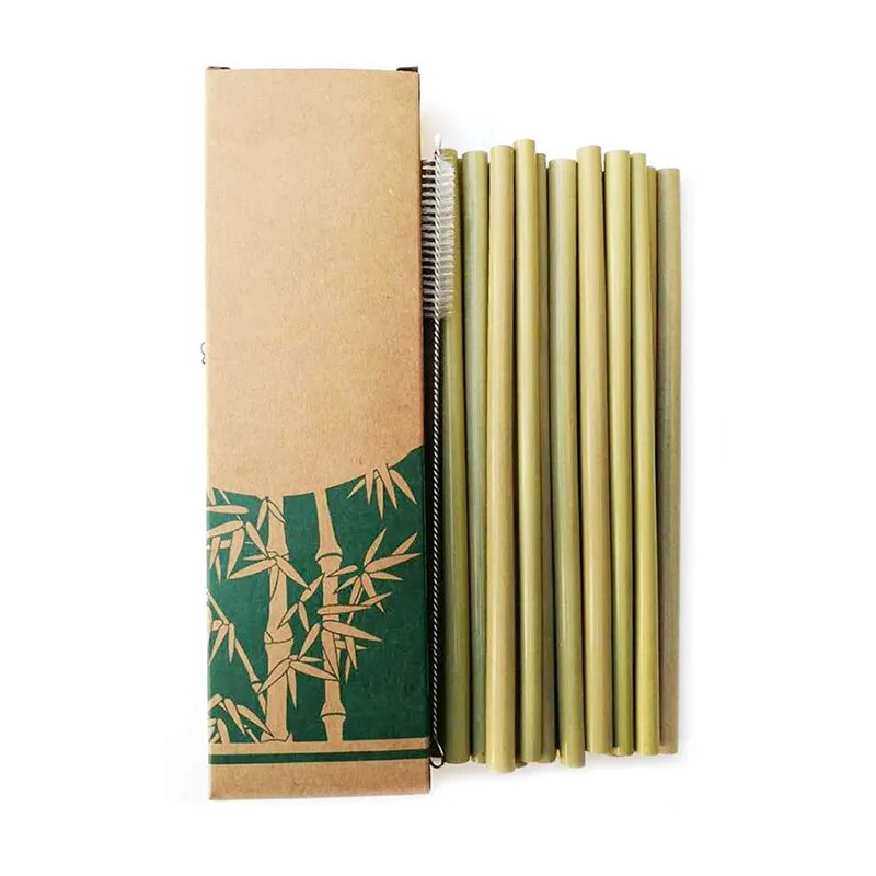 Natural Organic Reusable Bamboo Straw Set