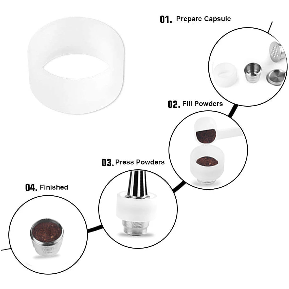 Refillable Reusable Capsule Coffee Filter Pod With Dosing Ring for Nespresso