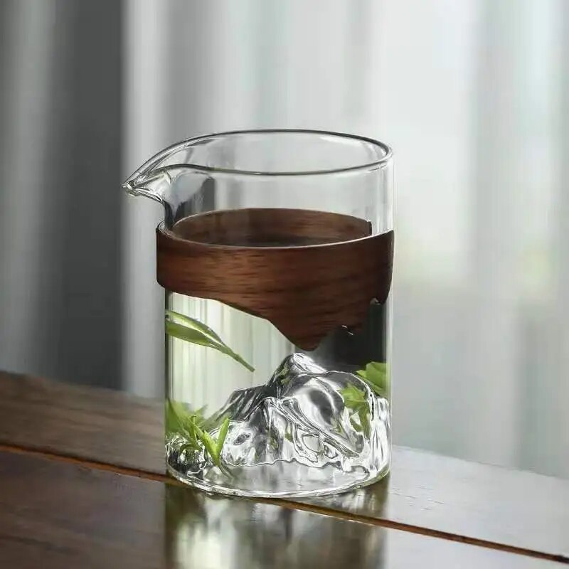 Transparent Heat-Resistant Glass Cup Wood Handle
