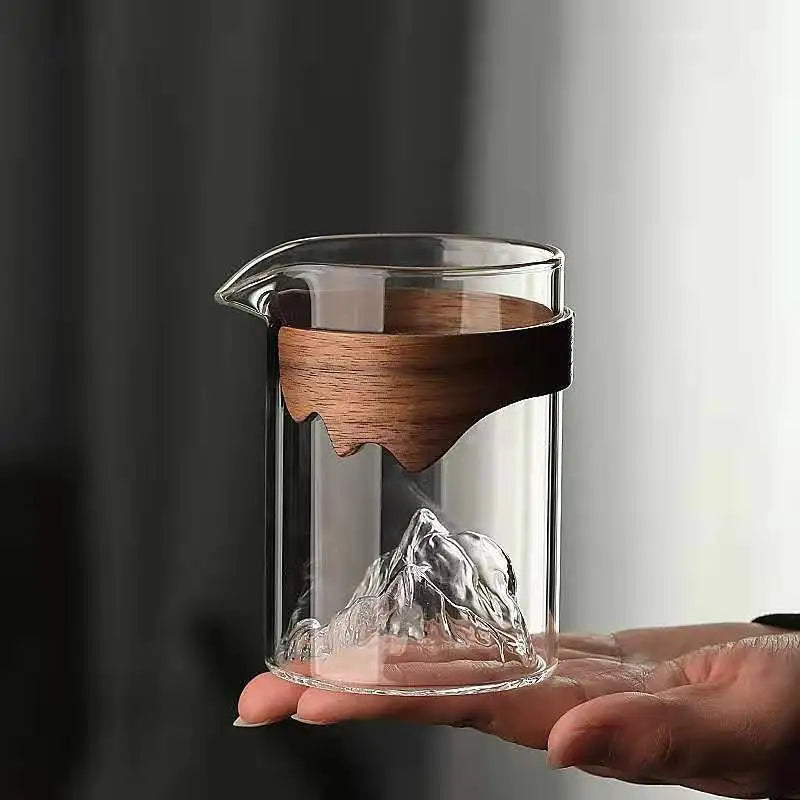 Transparent Heat-Resistant Glass Cup Wood Handle