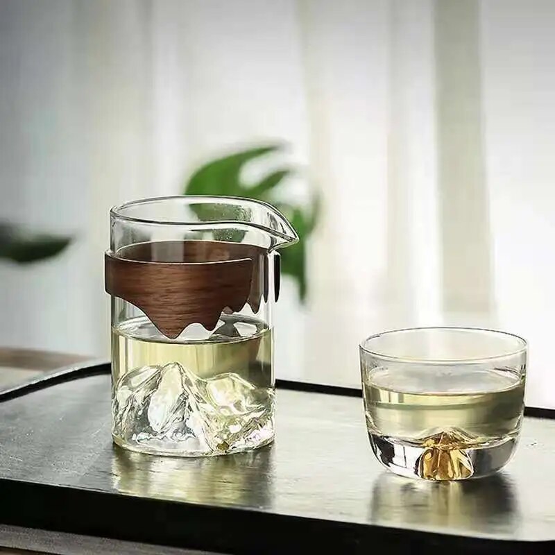 Transparent Heat-Resistant Glass Cup Wood Handle