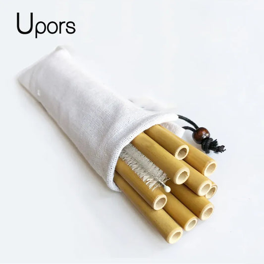 Natural Organic Reusable Bamboo Straw Set